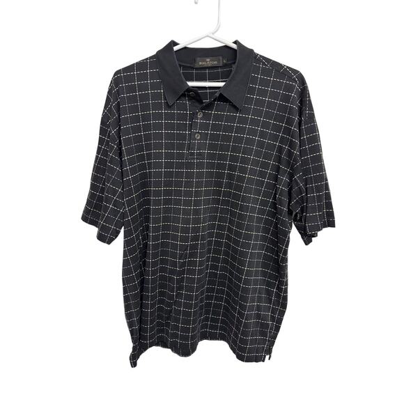 BUGATCHI Black Plaid Mens Polo Size‎ L - Picture 1 of 6